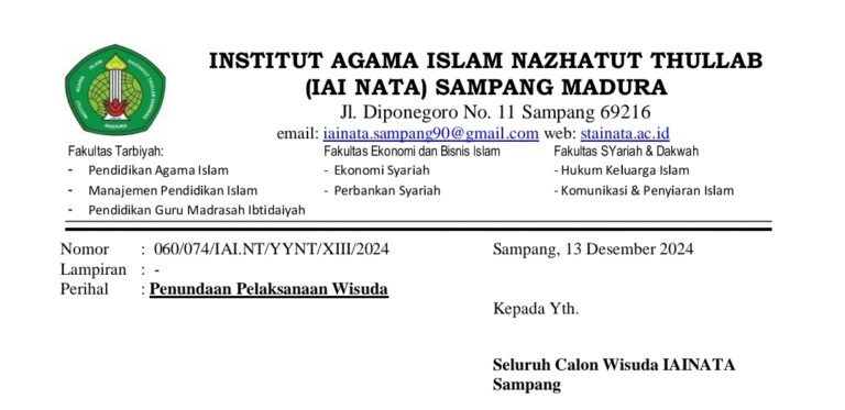 Surat Edaran Penundaan Wisuda 2024