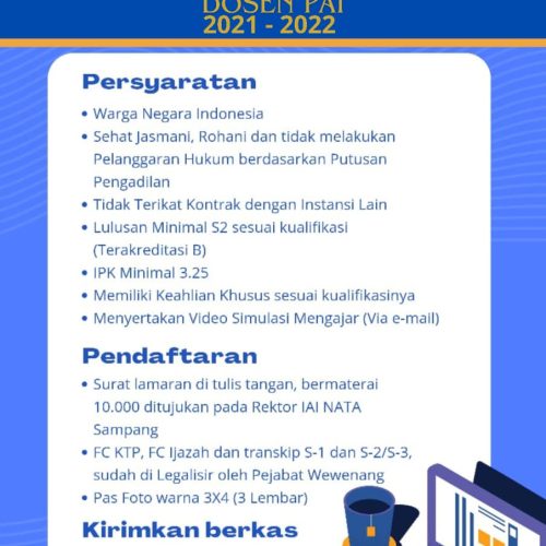 Open Rekrutment Dosen PAI 2021-2022